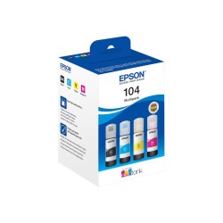Epson EcoTank 104 Multipack NCMY - Pack d'Encres Authentiques pour Impressions Durables